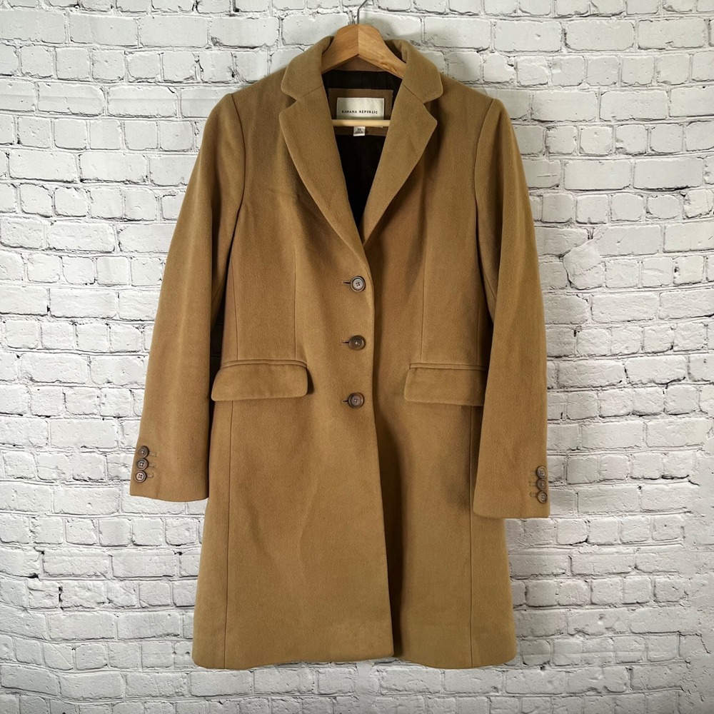 Banana Republic Women's Size XS Camel Tan 100% Wool Winter Career Peacoat